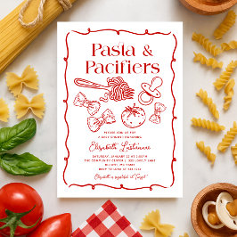 Invitación Pasta & Pacifiers Hand Drawn Italian Baby Shower