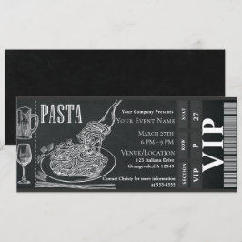 Invitación Pasta Vino Cena Entradas de Tiza para Cena VIP