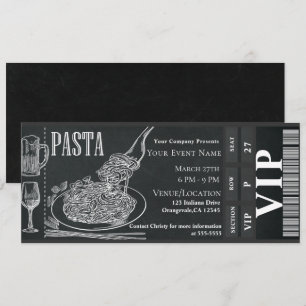 Invitación Pasta Vino Cena Entradas de Tiza para Cena VIP
