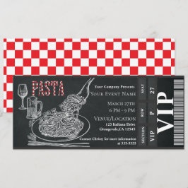 Invitación Pasta Vino Cena Entradas de Tiza para Cena VIP