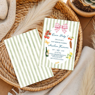 Invitación Pasta y Chupetes, Adiós Bebé, Baby Shower Italiano