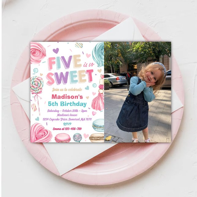 Invitación Pastel 5° Fiesta de Cumpleaños 5 es una foto muy d (Subido por el creador)