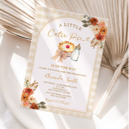 Invitación Pastel A Little Cutie Pie Gingham Fall Baby Shower