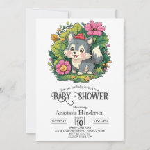 Pastel Adorable Wolf Baby Shower Digital