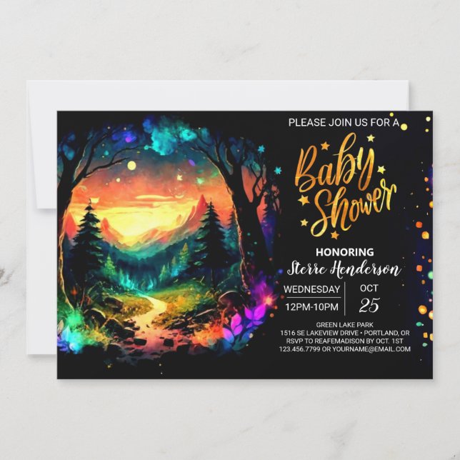 Invitación Pastel Adventure espera a la caprichosa Baby Showe (Anverso)