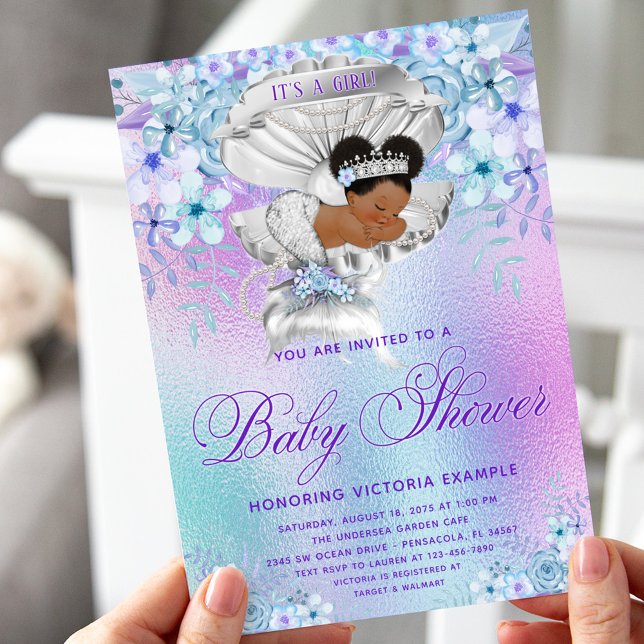 Invitación Pastel Afro Mermaid Baby Shower (Subido por el creador)