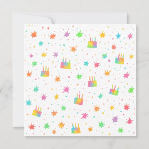 Invitación Pastel al agua de cumpleaños Arcoíris Pintura Colo
