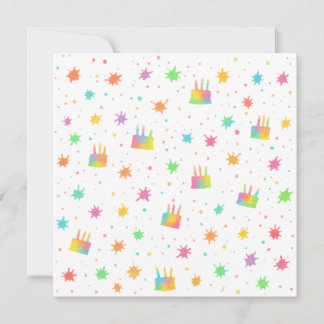 Invitación Pastel al agua de cumpleaños Arcoíris Pintura Colo