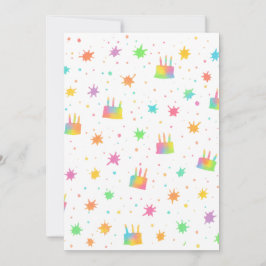 Invitación Pastel al agua de cumpleaños con colores de arcoír