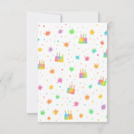 Invitación Pastel al agua de cumpleaños con colores de arcoír