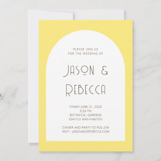 Invitación Pastel amarillo negro de moda todo en un Boda