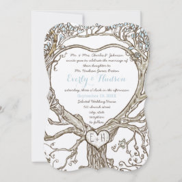 Invitación Pastel Aqua Blue Boho Bohemian Heart Shape