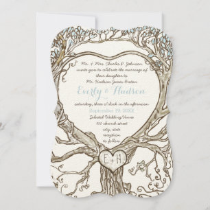 Invitación Pastel Aqua Blue Boho Bohemian Heart Shape