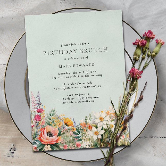 Invitación Pastel Aqua Blue | Elegante Brunch de cumpleaños f (Subido por el creador)