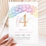 Invitación Pastel Arco de Globo Arcoiris Cuarto Fiesta de Cum<br><div class="desc">Pastel Rainbow Balloon Garland - Una linda invitación de cumpleaños con tema de arco iris para tu fiesta de cumpleaños de niñas. Nuestro diseño incluye un arco de balón acuarela y detalles purpurinas de oro falsos.</div>