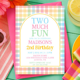 Invitación Pastel Arcoíris de Cuadros Divertidísimo Cumpleaño