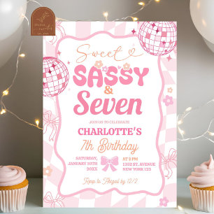 Invitación Pastel Arcoíris Retro Sassy Dulce Sassy Siete