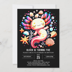 Invitación Pastel Axolotl Cumpleaños Moderno