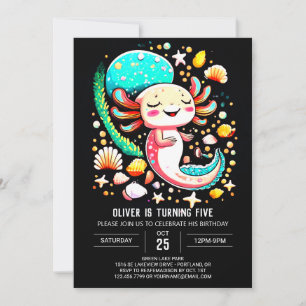 Invitación Pastel Axolotl Cumpleaños Whimsical