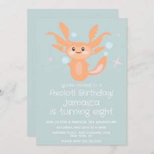 Invitación Pastel Axolotl Ocean Creature Birthday Party