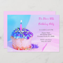 Invitación Pastel azul rosa colorido 30 años