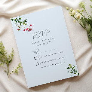 Invitación Pastel azul rosa rojo verde flores RSVP