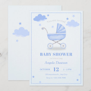 Invitación Pastel azul suave bebé bebé bebé ducha bebé