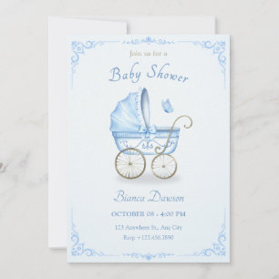 Invitación Pastel azul suave bebé bebé bebé ducha bebé