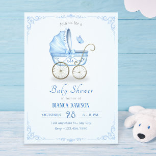 Invitación Pastel azul suave bebé bebé bebé ducha bebé