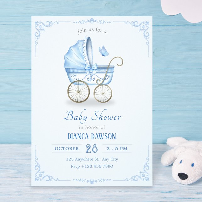 Invitación Pastel azul suave bebé bebé bebé ducha bebé (Subido por el creador)