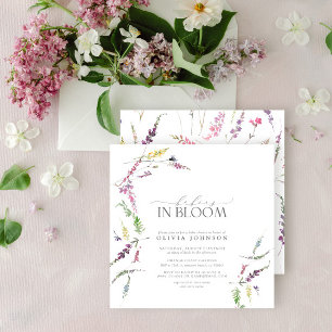 Invitación Pastel Babies en Flor Script Fiesta de Bebé Floral