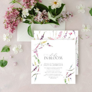 Invitación Pastel Baby en Flor Script Fiesta de Bebé Floral