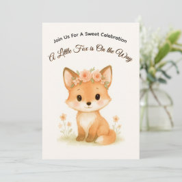 Invitación Pastel Baby Fox Fiesta Floral de Bienvenida al Beb