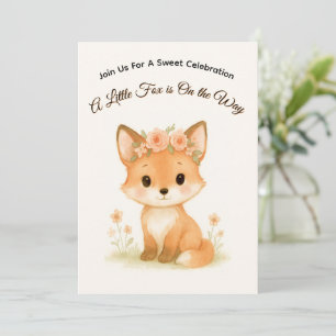 Invitación Pastel Baby Fox Fiesta Floral de Bienvenida al Beb