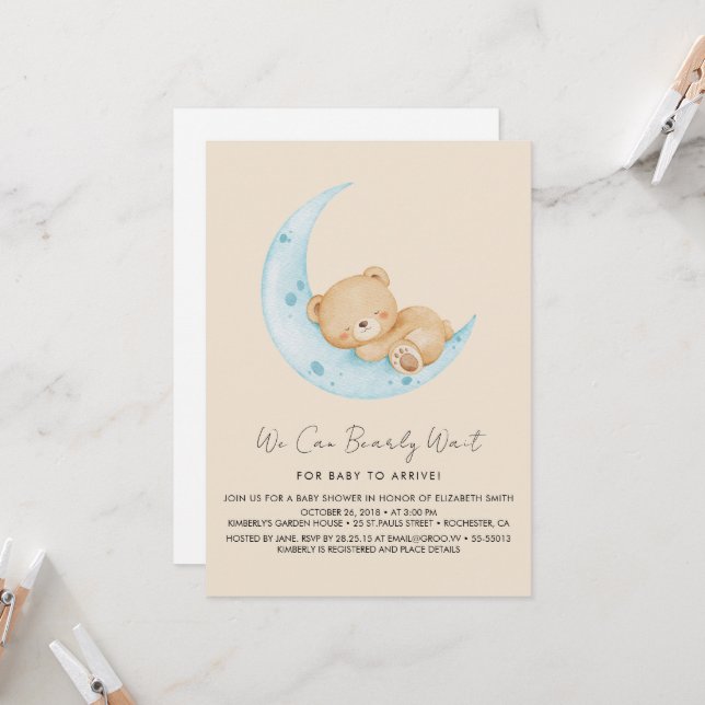 Invitación Pastel Balloon Baby Shower (Anverso/Reverso In Situ)