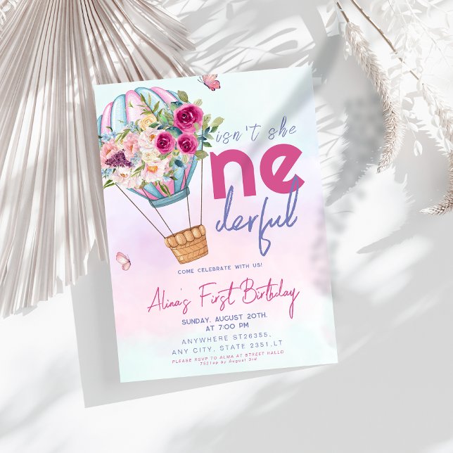 Invitación Pastel Balón de Aire Caliente Maravilloso Primer C (Subido por el creador)