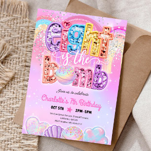 Invitación Pastel Bath Bomb Bash 8º Cumpleaños