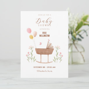 Invitación Pastel bebé cuna ducha de bebé florida