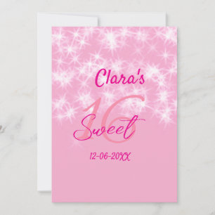 Invitación Pastel bebé rosa dulce 16 cumpleaños agregar nombr