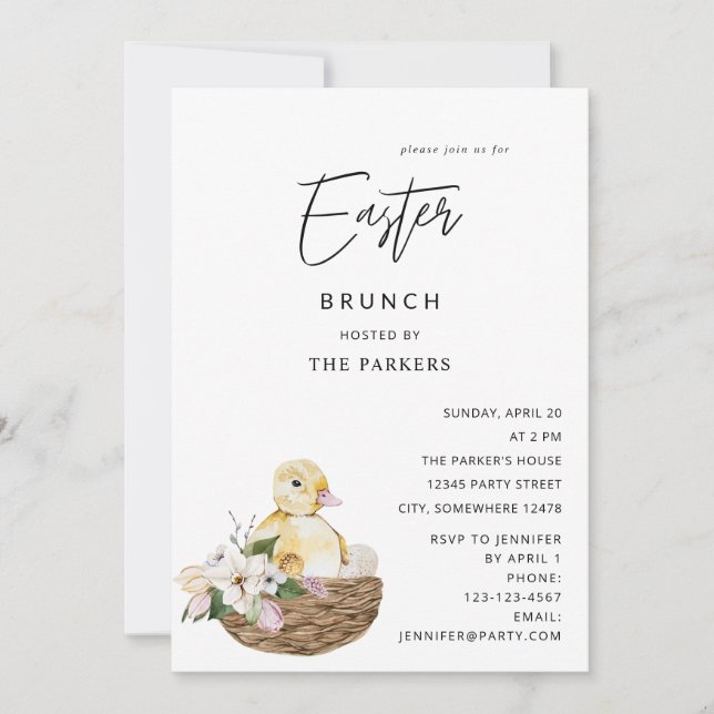 Invitación Pastel bebé y Pascua Floral de Huevos de Pascua (Anverso)