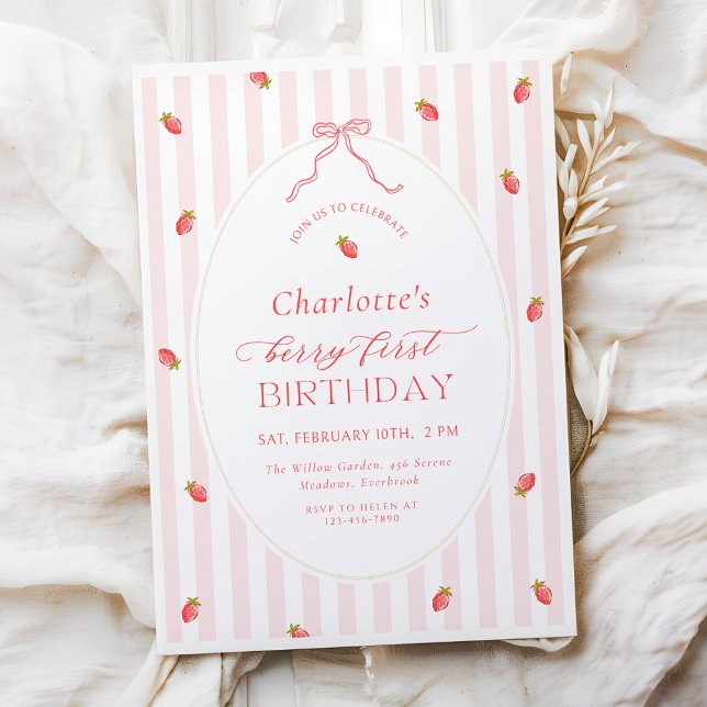 Invitación Pastel Berry First Birthday Invitation (Subido por el creador)