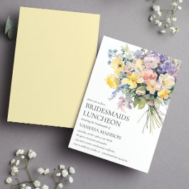 Invitación Pastel Bloom Bouquet Bridesmaids Boda del almuerzo