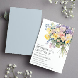 Invitación Pastel Bloom Bouquet Bridesmaids Boda del almuerzo