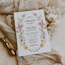 Invitación Pastel Bloom Floral Wreath Boda