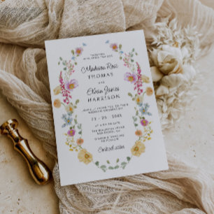 Invitación Pastel Bloom Floral Wreath Boda