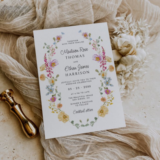 Invitación Pastel Bloom Floral Wreath Boda (Subido por el creador)