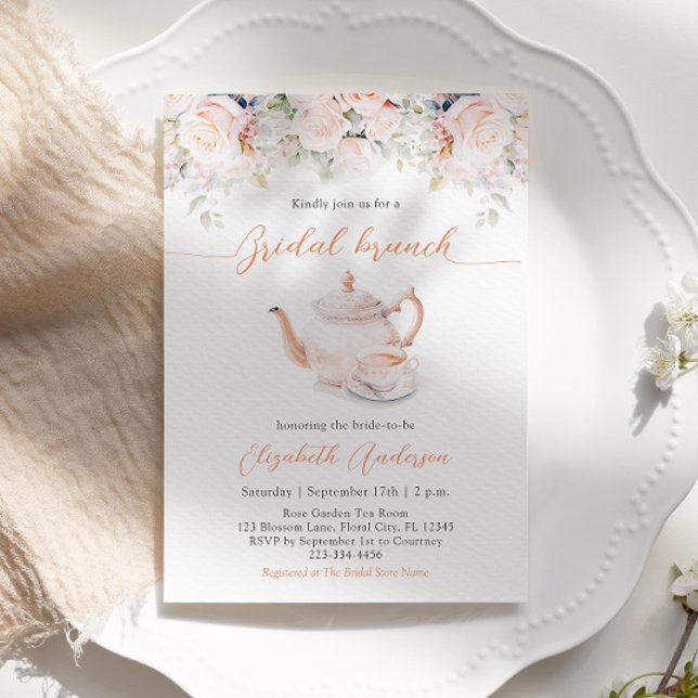Invitación Pastel Blooms Bridal Brunch Tea Fiesta (Subido por el creador)