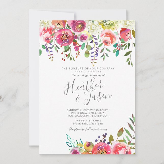 Invitación Pastel Blooms Fantasy Boda Floral (Anverso)