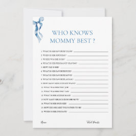 Invitación Pastel Blue Bow quien conoce a mi mejor Baby Showe