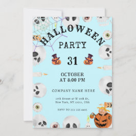 Invitación Pastel Blue Classic Halloween Office Fiesta